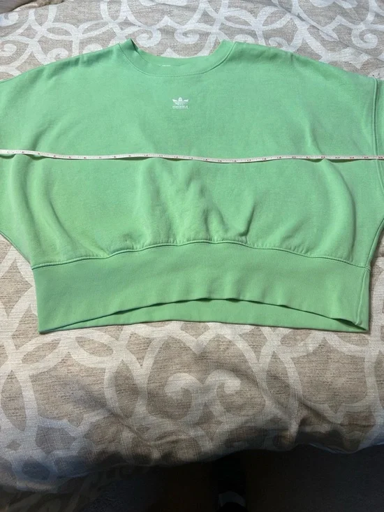Light Green Adidas Cropped Sweatshirt with Small Embroidered Logo - Picture 5 of 8